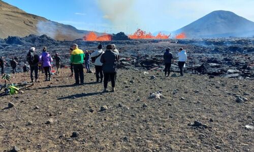 Island Vulkanausbruch am Fagradalsfjall im August 2022