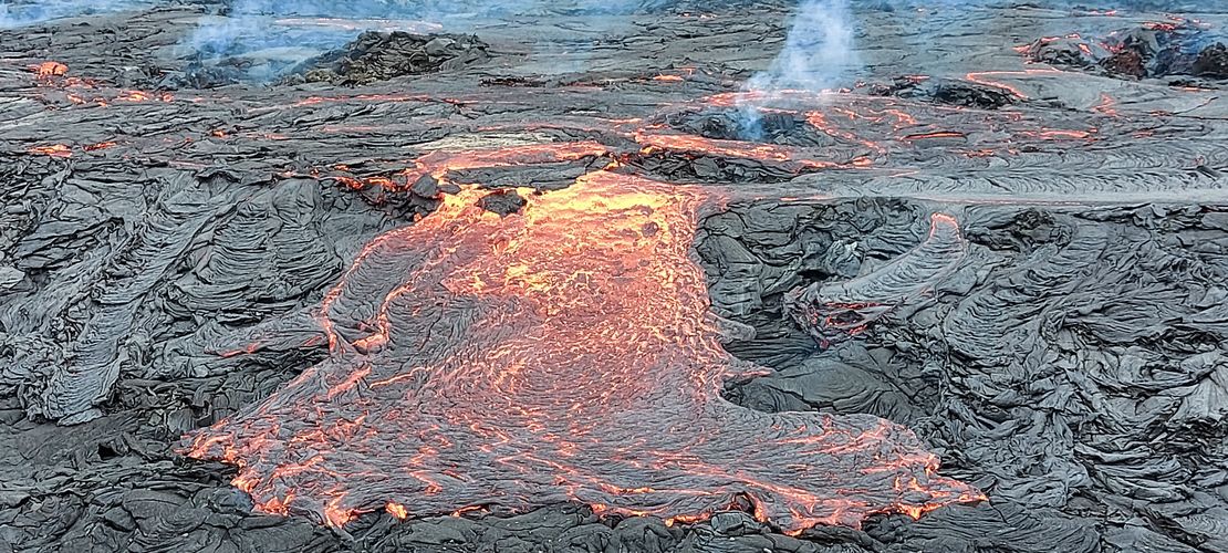 Vulkanausbruch Geldingadalur glühende Lava